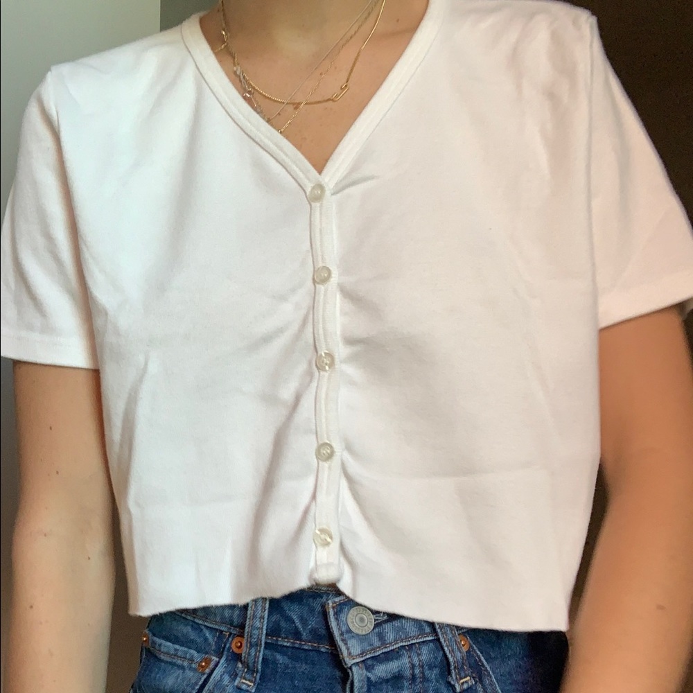White button up t-shirt